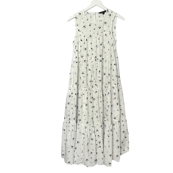 Banana Republic White Floral Cotton Sleeveless Trapeze Dress Size Small - Picture 12 of 13